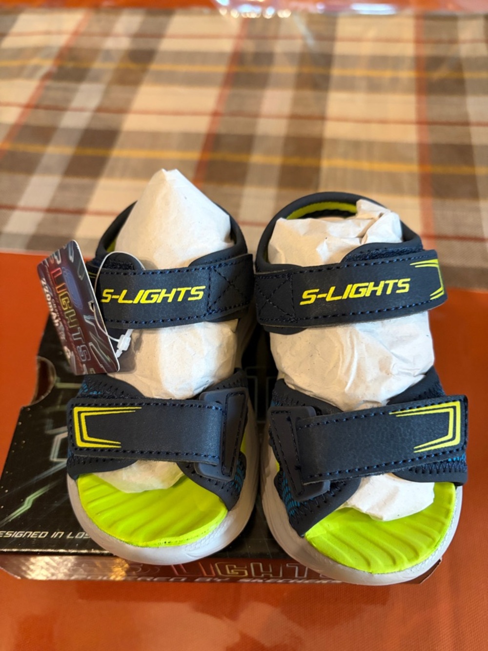 Skechers Navy and Lime S-LIGHTS Kids Sandals - Lighted Straps